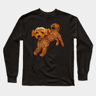 Cavapoo dog playing Cute funny Cavapoo puppy prancing about Dogs just love having fun, puppy love Long Sleeve T-Shirt